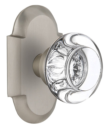 Nostalgic Warehouse Cottage Plate with Round Clear Crystal Knob - Satin nickel