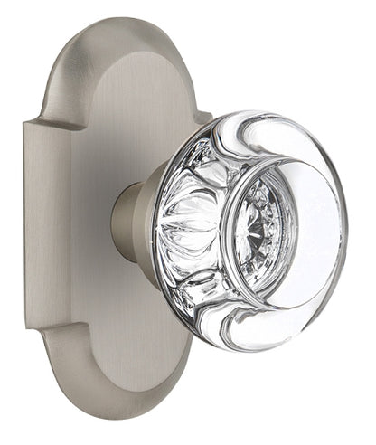 Nostalgic Warehouse Cottage Plate with Round Clear Crystal Knob - Satin nickel
