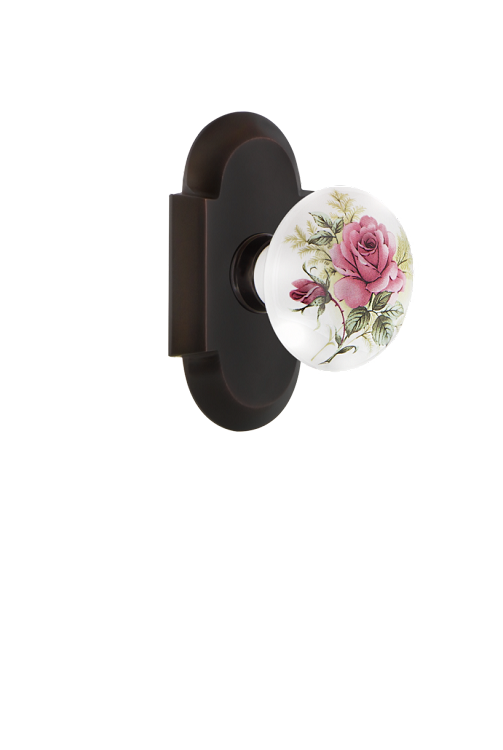 Nostalgic Warehouse Cottage Plate with Rose Porcelain Knob - Timeless Bronze