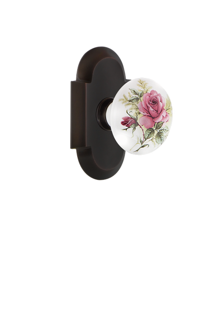 Nostalgic Warehouse Cottage Plate with Rose Porcelain Knob - Timeless Bronze
