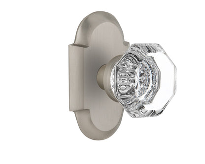 Nostalgic Warehouse Cottage Plate with Waldorf Crystal Knob - Satin nickel