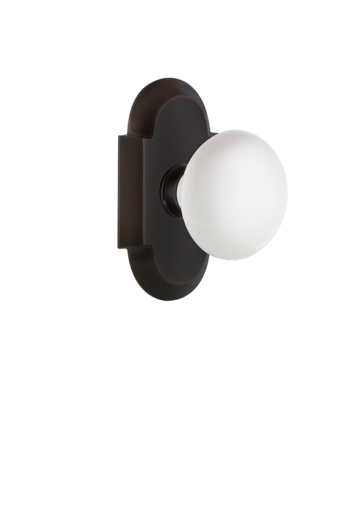Nostalgic Warehouse Cottage Plate with White Porcelain Knob - Timeless Bronze