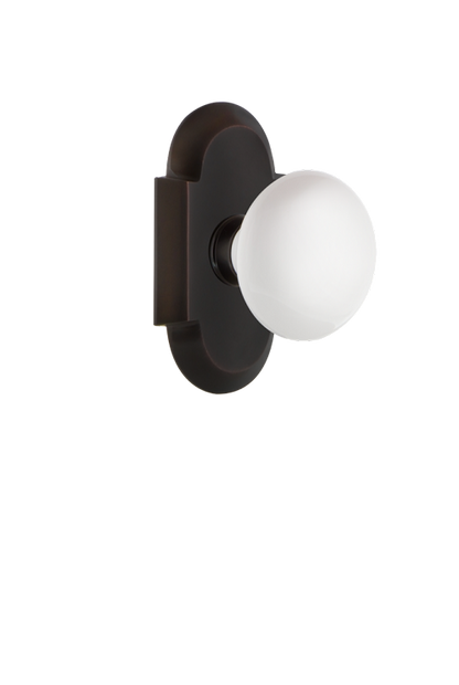 Nostalgic Warehouse Cottage Plate with White Porcelain Knob - Timeless Bronze