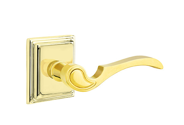 Emtek Coventry Lever Polished Brass-Wilshire Rosette