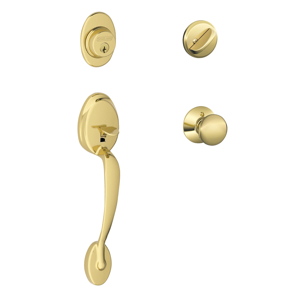 Schlage Plymouth Handleset - Bright Brass