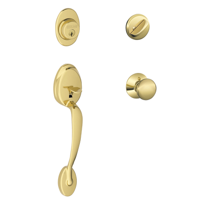 Schlage Plymouth Handleset - Bright Brass