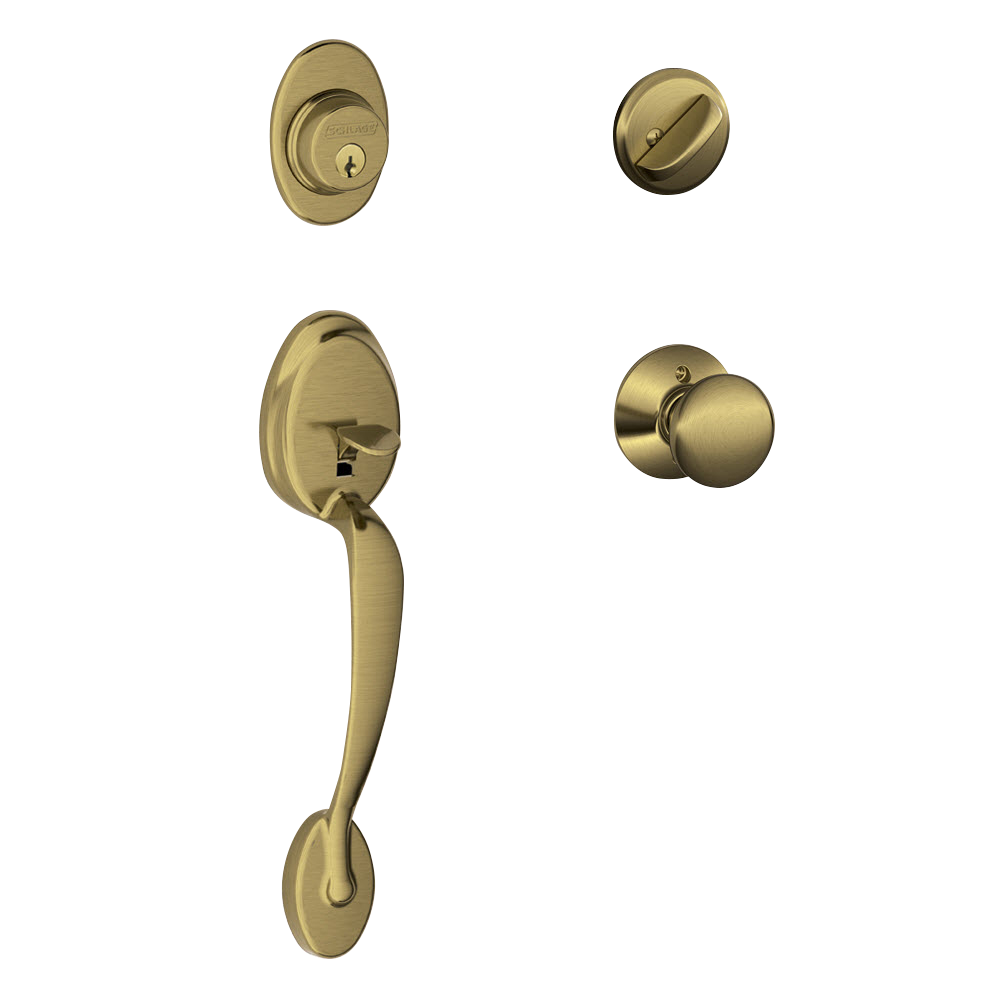 Schlage Plymouthd Handleset - Antique Brass