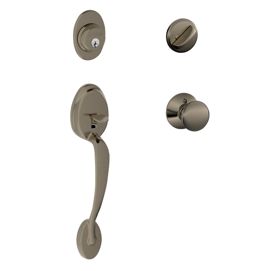 Schlage Plymouth Handleset - Antique Pewter Shown