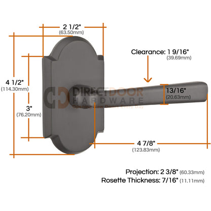 Emtek Cimarron Lever with Style 1 Rosette Measurements