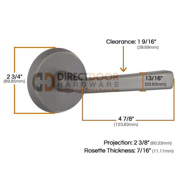 Emtek Cimarron Lever with Style 2 Rosette Measurements