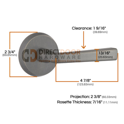 Emtek Cimarron Lever with Style 2 Rosette Measurements