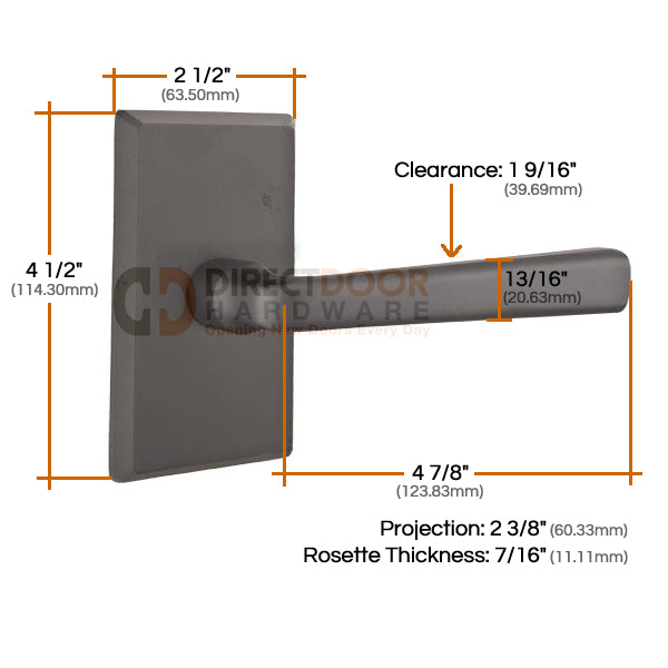 Emtek Cimarron Lever with Style 3 Rosette Measurements