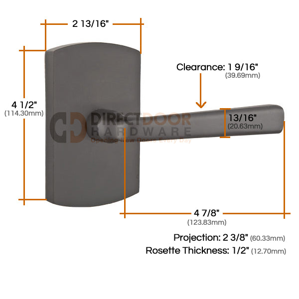 Emtek Cimarron Lever with Style 4 Rosette Measurements