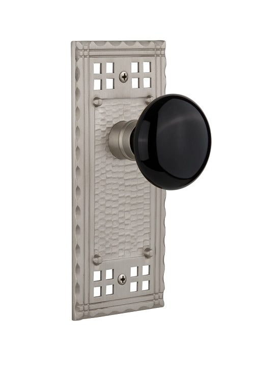 Nostalgic Warehouse Craftsman Plate with Black Porcelain Knob