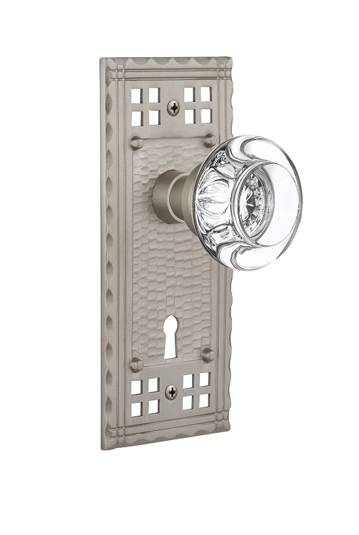 Nostalgic Warehouse Craftsman Plate with Round Clear Crystal Knob - Mortise Lock