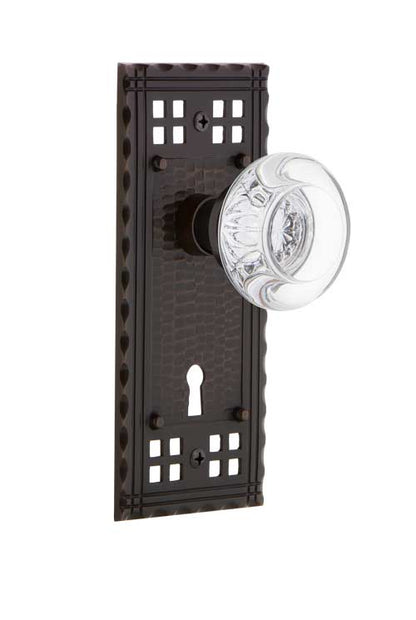 Nostalgic Warehouse Craftsman Plate with Round Clear Crystal Knob - Timeless Bronze