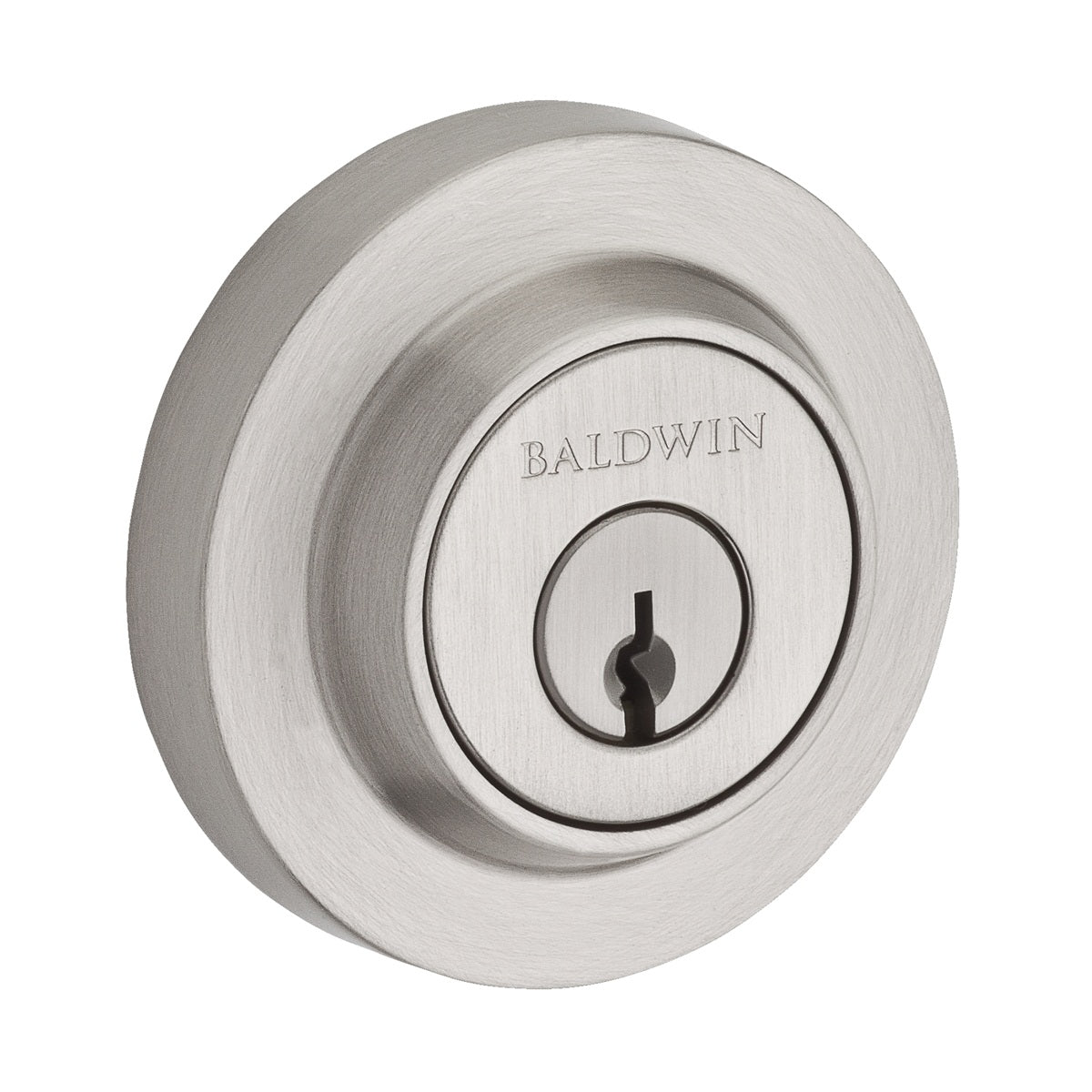 Baldwin Contemporary Round Deadbolt - shown in Satin Nickel