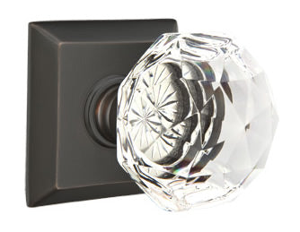 Emtek Diamond Crystal Knob - Shown with Quincy Rosette