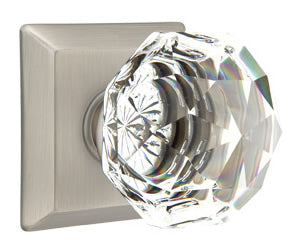 Emtek Diamond Crystal Knob - Shown with Quincy Rosette