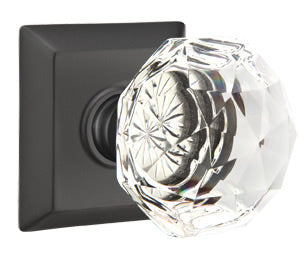 Emtek Diamond Crystal Knob - Shown with Quincy Rosette