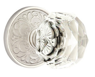 Emtek Diamond Crystal Knob - Shown with Lancaster Rosette