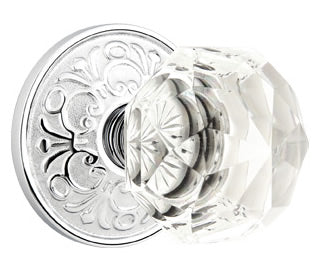 Emtek Diamond Crystal Knob - Shown with Lancaster Rosette