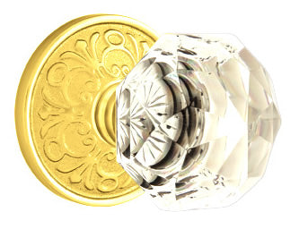 Emtek Diamond Crystal Knob - Shown with Lancaster Rosette