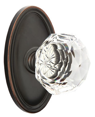 Emtek Diamond Crystal Knob - Shown with Oval Rosette