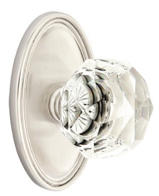Emtek Diamond Crystal Knob - Shown with Oval Rosette
