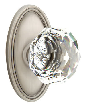 Emtek Diamond Crystal Knob - Shown with Oval Rosette