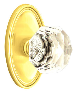Emtek Diamond Crystal Knob - Shown with Oval Rosette