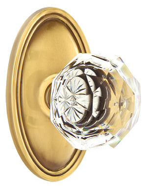 Emtek Diamond Crystal Knob - Shown with Oval Rosette