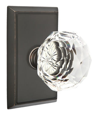 Emtek Diamond Crystal Knob - Shown with Rectangular Rosette