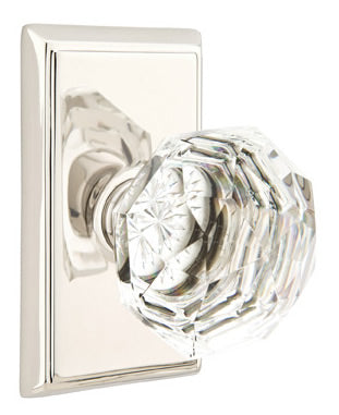 Emtek Diamond Crystal Knob - Shown with Rectangular Rosette