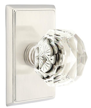 Emtek Diamond Crystal Knob - Shown with Rectangular Rosette