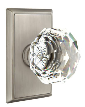 Emtek Diamond Crystal Knob - Shown with Rectangular Rosette