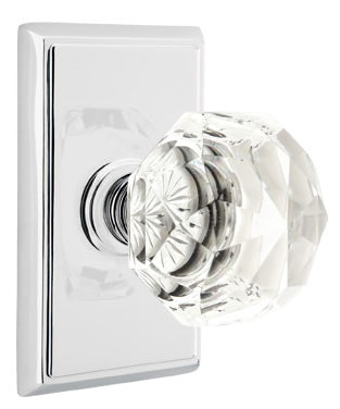 Emtek Diamond Crystal Knob - Shown with Rectangular Rosette