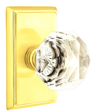 Emtek Diamond Crystal Knob - Shown with Rectangular Rosette