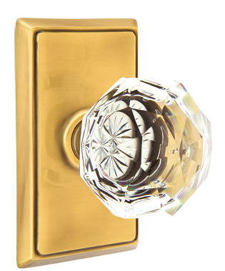 Emtek Diamond Crystal Knob - Shown with Rectangular Rosette