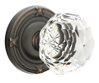 Emtek Diamond Crystal Knob - Shown with Ribbon & Reed Rosette