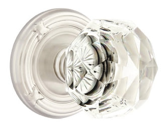 Emtek Diamond Crystal Knob - Shown with Ribbon & Reed Rosette