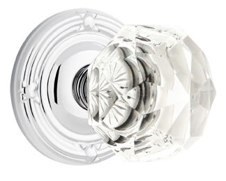 Emtek Diamond Crystal Knob - Shown with Ribbon & Reed Rosette