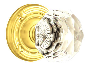 Emtek Diamond Crystal Knob - Shown with Ribbon & Reed Rosette