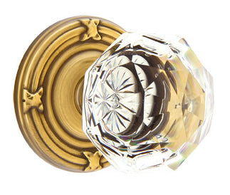 Emtek Diamond Crystal Knob - Shown with Ribbon & Reed Rosette