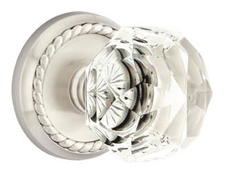 Emtek Diamond Crystal Knob - Shown with Rope Rosette