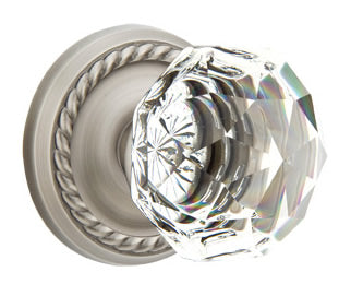 Emtek Diamond Crystal Knob - Shown with Rope Rosette