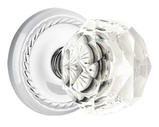 Emtek Diamond Crystal Knob - Shown with Rope Rosette