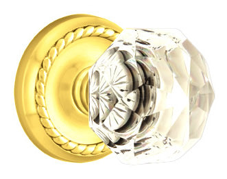 Emtek Diamond Crystal Knob - Shown with Rope Rosette