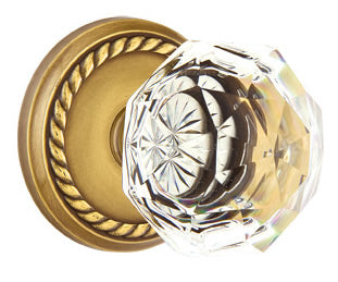 Emtek Diamond Crystal Knob - Shown with Rope Rosette