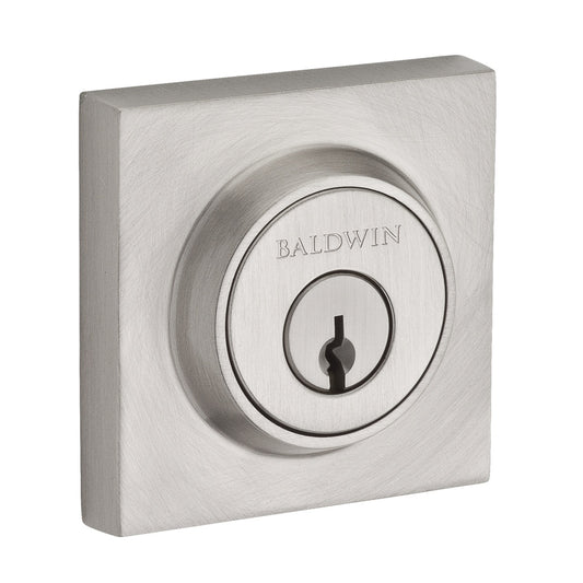 Baldwin Contemporary Square Deadbolt - shown in Satin Nickel